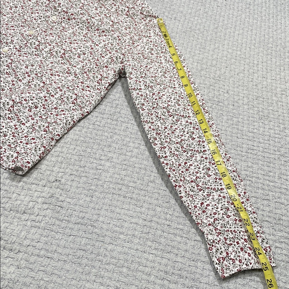 Upcycled Repurposed White Floral Ruffle Collar Button Up Shirt Preppy Size Small - Picture 15 of 15